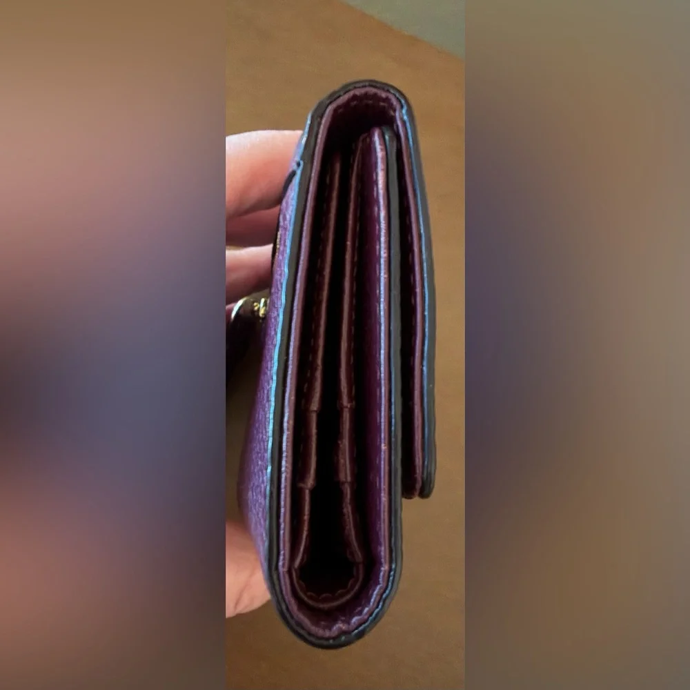 **SALE**Kate Spade Deep Purple Pebbled Leather Small Wallet - Picture 4 of 14